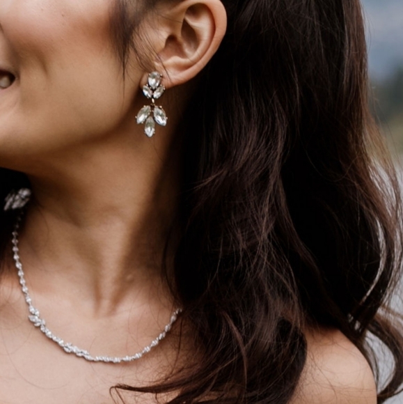 Crystal statement earrings antique gold - Picture 3 of 3